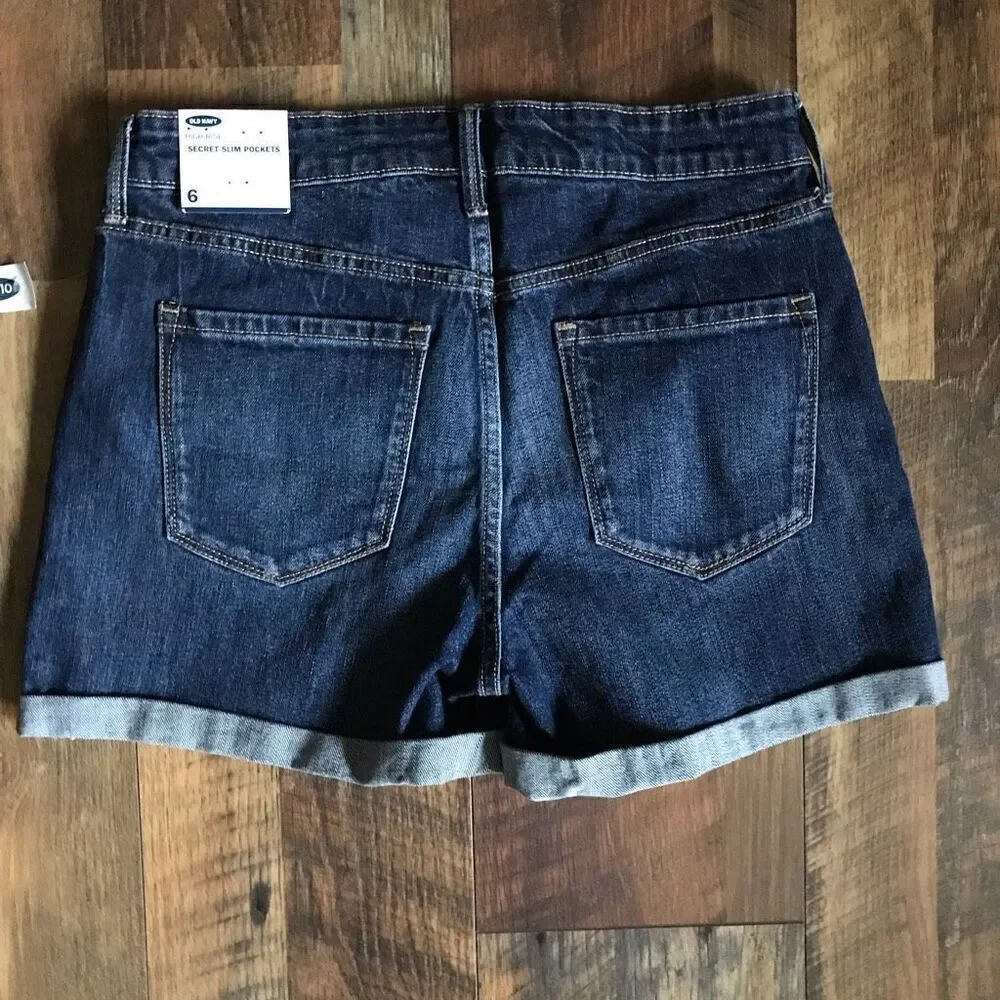 Old Navy Shorts SZ 6 jean distressed New w/tags cuffed high rise secret slim